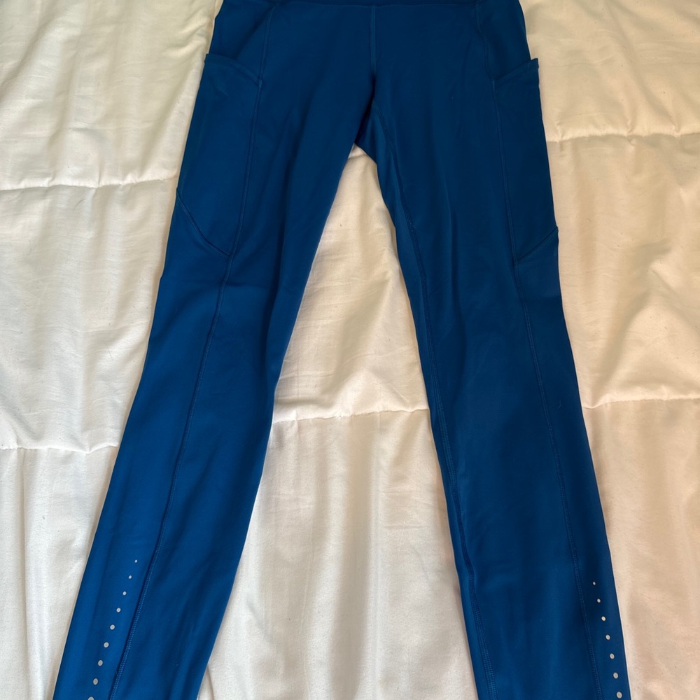 Lululemon Fast and Free bright blue 7/8 leggings
